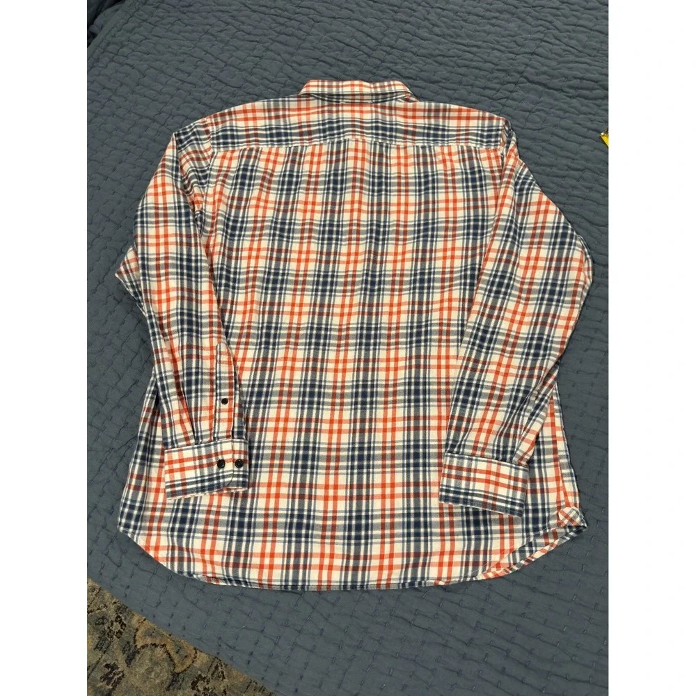 Banana Republic Lightweight Flannel L Long Sleeve Button-Up Shirt Blue Orange